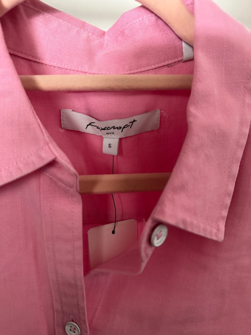 Foxcroft Pink Collared Button-Down Blouse - Picture 2 of 3